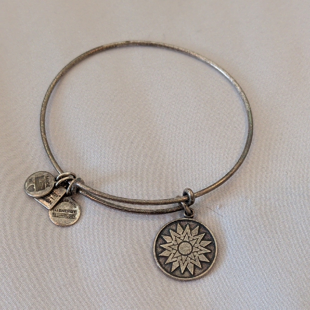 Silver-Tone Sunburst Charm Bangle Bracelet